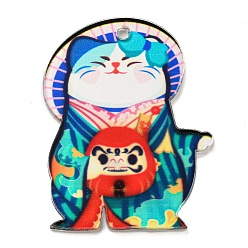 Зонтик Акриловые подвески в японском стиле, кошка, зонтик, 40x30x2.5 мм, отверстие : 2 мм