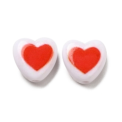 Rouge Perles en émail acrylique opaque, cœur, rouge, 8.5x8.5x4mm, Trou: 1.5mm
