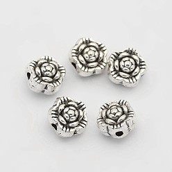 Antique Silver Tibetan Style Alloy Flower Beads, Antique Silver, 6x4mm, Hole: 1mm