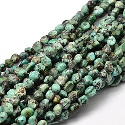 African Turquoise(Jasper) Natural African Turquoise(Jasper) Nuggets Beads Strands, Tumbled Stone, 5~10x6~7x3~7mm, hole: 1mm, about 14.9 inch~15.7 inch