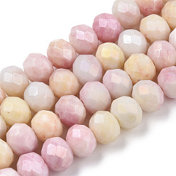 Pink Faceted Electroplated Glass Beads Strands, AB Color Plated, Abacus, Pink, 6x5mm, Hole: 1.2mm, about 88~89pcs/strand, 17.05 inch~17.32 inch(43.3~44cm)