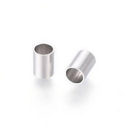 Color de Acero Inoxidable 304 perlas de tubo de acero inoxidable, color acero inoxidable, 5x3.5 mm, agujero: 2.5 mm