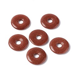 Goldstone Synthetic Goldstone Pendants, Donut/Pi Disc Charm, 29~30x5~6mm, Hole: 6~7mm