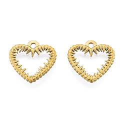 Real 18K Gold Plated 201 Stainless Steel Pendants, Heart, Real 18K Gold Plated, 15x15.5x1.5mm, Hole: 1.4mm