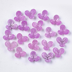Orchid Cellulose Acetate(Resin) Bead Caps, 3-Petal, Flower, Orchid, 12x13x5.5~6mm, Hole: 1.2mm