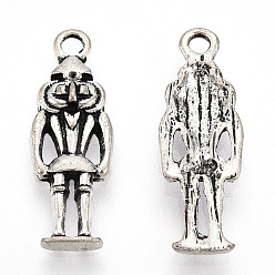 Античное Серебро Сплавочные подвески тибетского стиля, без кадмия и без свинца, шармы в форме человека , античное серебро, 22.5x8x2.5 мм, отверстие : 1.6 мм