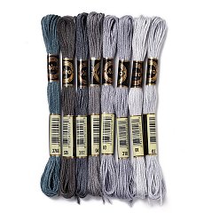 Gray 8 Skeins 8 Colors 6-Ply Polyester Embroidery Floss, Cross Stitch Threads, Gradient Color, Gray, 0.5mm, about 8.75 Yards(8m)/Skein, 8 colors, 1 skein/color, 8 skeins/set