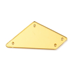 Gold Trapezoid Acrylic Mirror Sew on Rhinestones, Garments Accessories, Multi-Strand Links, Gold, 17.5x38x1.3mm, Hole: 1.4mm