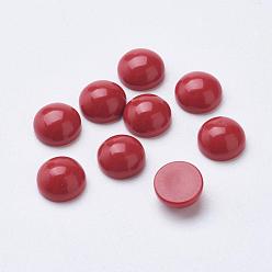 Synthetic Coral Synthetic Coral Cabochons, Half Round/Dome, 6x3mm