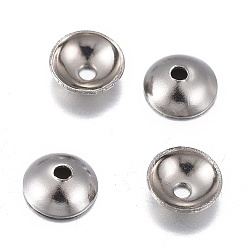 Stainless Steel Color 201 Stainless Steel Bead Caps, Half Round, Stainless Steel Color, 4x1.5mm, Hole: 0.8mm