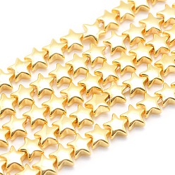 Golden Plated Electroplate Non-magnetic Synthetic Hematite Beads Strands, Grade AA, Long-Lasting Plated, Star, Golden Plated, 6x6mm, Hole: 0.8mm, about 85pcs/strand, 15.7 inch(40cm)