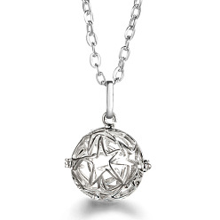 Круглые Платиновые латунные ожерелья с подвесками в виде клетки, круглые, 17.72~23.62 дюйм (45~60 см)
