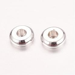 Platinum Real Platinum Plated Brass Spacer Beads, Nickel Free, Flat Round, 6x1.5mm, Hole: 2mm