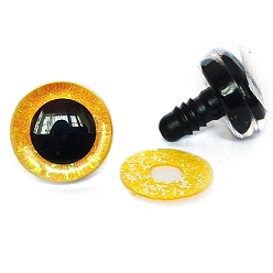 Gold Glitter ABS Plastic Craft Doll Eyes, Safety Eyes, Stuffed Toy Eyes, Half Round, Gold, 16mm