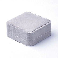 Light Grey Velvet Bangle Bracelet Boxes, Jewelry Gift Boxes, Square, Light Grey, 9x9.1x4.1cm