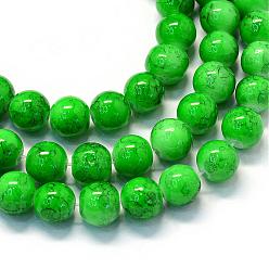 Verde Lima Vidrio pintado hornear hebras de perlas redondo, verde lima, 6.5 mm, agujero: 1.5 mm, sobre 145 unidades / cadena, 31.8 pulgada