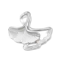 Stainless Steel Color 304 Stainless Steel Pendants, Ginkgo Leaf Charm, Stainless Steel Color, 16x17x4mm, Hole: 2x4mm
