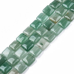 Green Aventurine Natural Green Aventurine Beads Strands, Square, 14x14x5.5mm, Hole: 1.2mm, about 28pcs/strand, 15.16 inch~15.35 inch(38.5~39cm)