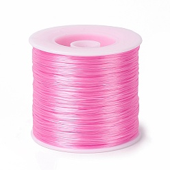 Бледно-Розовый 400 m плоская эластичная хрустальная струна, эластичная нить для бисера, для изготовления эластичного браслета, розовый жемчуг, 0.2 мм, шириной 1 мм , около 446.81 ярдов (400 м) / рулон
