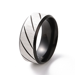Черный 201 рифленое ромбовидное кольцо из нержавеющей стали для женщин, электрофорез черный и цвет нержавеющей стали, внутренний диаметр: 17 мм