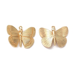 Настоящее золото 18K Латунные подвески, очарование бабочки, реальный 18 k позолоченный, 19x24x3 мм, отверстие : 1.4 мм