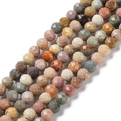 Natural Agate Natural Agate Beads Strands, Faceted, Round, 4mm, Hole: 0.6mm, about 99pcs/strand, 15.51 inch(39.4cm)