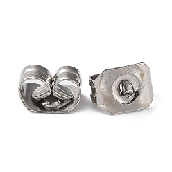 Platinum Brass Ear Nuts, Butterfly Earring Backs for Post Earrings, Platinum, 5x4mm, Hole: 1mm