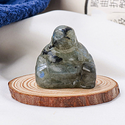 Labradorite Natural Labradorite Carved Healing Buddha Figurines, Reiki Energy Stone Display Decorations, 30x30mm