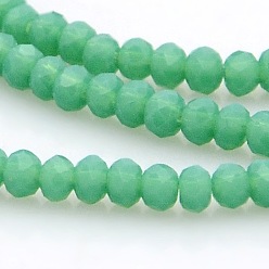 Medium Spring Green Imitation Jade Glass Faceted Rondelle Beads Strands, Medium Spring Green, 3x2mm, Hole: 1mm, about 198pcs/strand, 15.7 inch