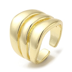 Real 18K Gold Plated Brass Open Cuff Rings, Wide Band Ring for Women, Real 18K Gold Plated, 4~7mm, Inner Diameter: 16mm