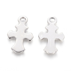 Stainless Steel Color 201 Stainless Steel Pendants, Cross, Stainless Steel Color, 21x13x1mm, Hole: 2mm
