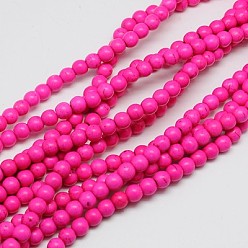 Fuchsia Synthetic Turquoise Beads Strands, Dyed, Round, Fuchsia, 10mm, Hole: 1mm, about 800pcs/1000g
