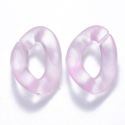 Pearl Pink Transparent Acrylic Linking Rings, Quick Link Connectors, for Curb Chains Making, Frosted, Twist, Pearl Pink, 30x21x6mm, Inner Diameter: 16x8mm