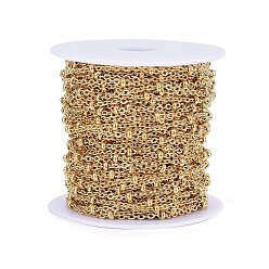 Golden 304 Stainless Steel Cable Chains, Satellite Chains, Decorative Chains, with Spool, Rondelle Beads, Soldered, Golden, 2.5x2x0.5mm, about 82.02 Feet(25m)/roll