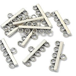 Antique Silver Tibetan Style Alloy Chandelier Components Links, 5-Strand Reducer Connector, Bar, Cadmium Free & Lead Free, Antique Silver, 12x29x2mm, Hole: 2.5mm & 3mm
