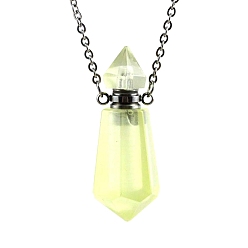 Lemon Quartz Natural Lemon Quartz Bullet Perfume Bottle Necklaces, with Alloy Cable Chains, 17.72 inch(45cm)