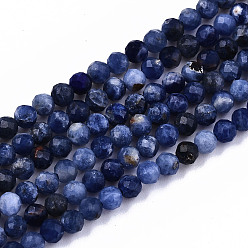 Sodalite Sodalites naturelles brins de perles, facette, ronde, 3mm, Trou: 0.6mm, Environ 134~135 pcs/chapelet, 15.35 pouce (39 cm)