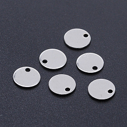 Stainless Steel Color 201 Stainless Steel Laser Cut Charms, Blank Stamping Tag, Flat Round, Stainless Steel Color, 8x1mm, Hole: 1.4mm