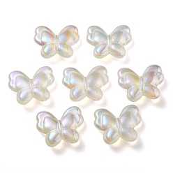 Clear AB UV Plating Luminous Transparent Acrylic Beads, Glow in The Dark, Butterfly, Clear AB, 25x30x8.5mm, Hole: 2mm