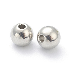 Stainless Steel Color 202 Stainless Steel Beads, Round, Stainless Steel Color, 6mm, Hole: 1.6mm