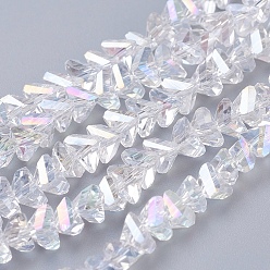 Clear AB Electroplate Glass Beads Strands, AB Color Plated, Faceted, Triangle, Clear AB, 4.5x5x6mm, Hole: 1mm, about 88~90pcs/strand, 28~30cm