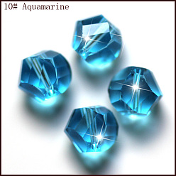 Deep Sky Blue Imitation Austrian Crystal Beads, Grade AAA, Faceted, Polygon, Deep Sky Blue, 10mm, Hole: 0.9~1mm