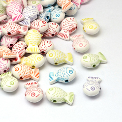 Mixed Color Fish Craft Style Acrylic Beads, Mixed Color, 20x13x8mm, Hole: 2.5mm, about 450pcs/500g