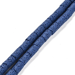 Royal Blue Natural Lava Rock Beads Strands, Column, Dyed, Royal Blue, 10x6mm, Hole: 1.4mm, about 40pcs/strand, 15.75 inch(40cm)