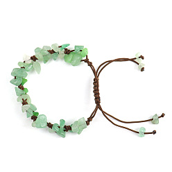 Green Aventurine Natural Green Aventurine Chips Braided Bead Bracelet, Adjustable Bracelet for Women, 8-5/8~10-5/8 inch(22~27cm)