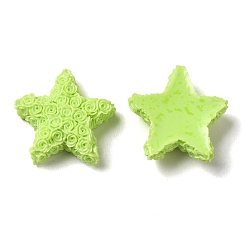 Jaune Vert Cabochons en résine opaque, étoiles, jaune vert, 16.5x17x5.5mm
