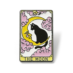 Jaune La carte de tarot de la lune avec des épingles en émail pour chat, badge en alliage noir pour femme, jaune, 29x18.5x1.5mm