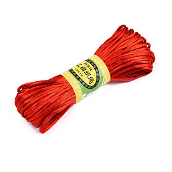 Rouge Corde de satin de rotail de polyester, pour le nouage chinois, fabrication de bijoux, rouge, 2mm, environ 21.87 yards (20m)/paquet , 6 paquets/sac