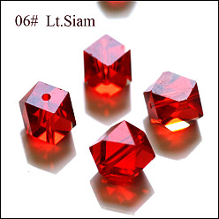 Roja Imitación perlas de cristal austriaco, aaa grado, facetados, cuentas de cubo sin esquinas, rojo, 7.5x7.5x7.5 mm, agujero: 0.9~1 mm