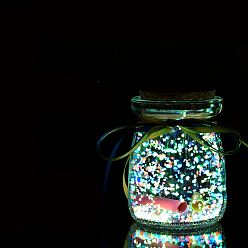 Разноцветный Светящаяся стеклянная бутылка желаний с лентой произвольного цвета, светится в темноте, Звездное небо оригами звезда баночка дрейфующая бутылка для декора спальни подарок настольные украшения, красочный, 53x75 мм